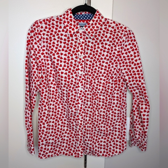 😃Talbots hearts button down shirt sz P - Picture 1 of 6